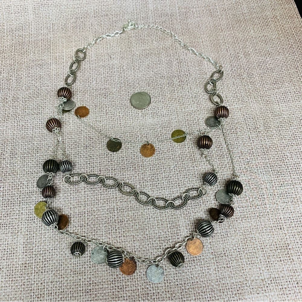 PremierĀ DesignsāMixedāMetalāBeadedāMultiāStrandāNecklaceā